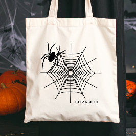 Bolso De Tela Spider Y Spiderweb Con Nombre Simple Halloween