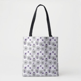 Bolso De Tela Spiderweb & Purple Spider Patrón blanco de Hallowe