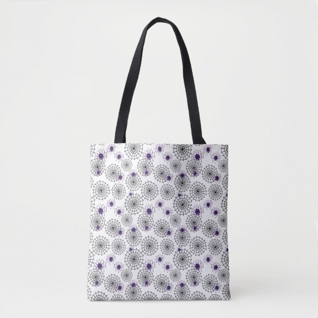 Bolso De Tela Spiderweb & Purple Spider Patrón blanco de Hallowe (Anverso)