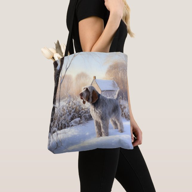 Bolso De Tela Spinone Italiano Deja Que Nieva A Los Navidades (Detalle)