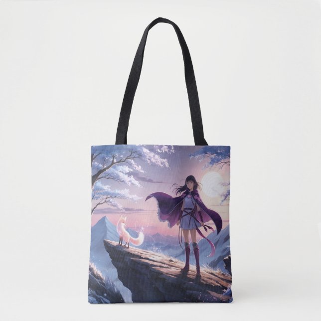 Bolso De Tela Spirit Fox Twilight | Anime Fantasy Tote Bag (Anverso)