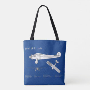 Bolso De Tela Spirit of St. Louis - Avión Planes de huella azul 