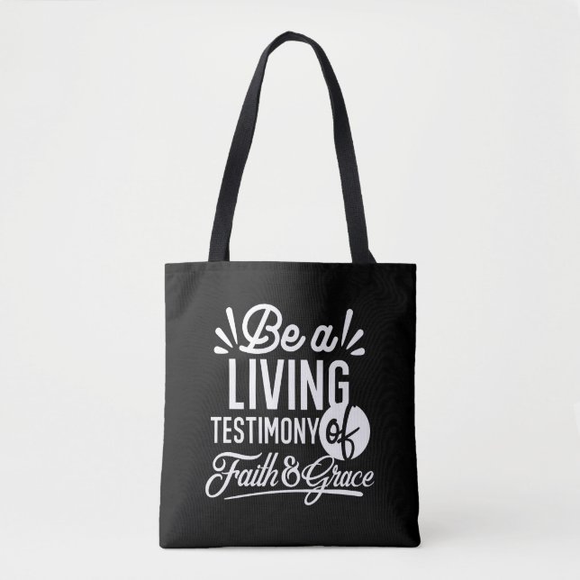 Bolso De Tela Spiritual Living Testimony Faith and Grace Quote (Anverso)
