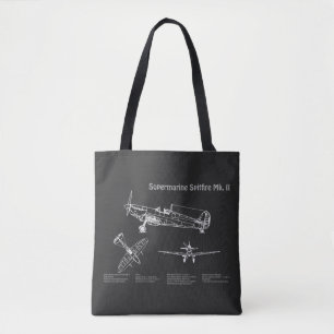 Bolso De Tela Spitfire supermarino - PD de diseño aéreo