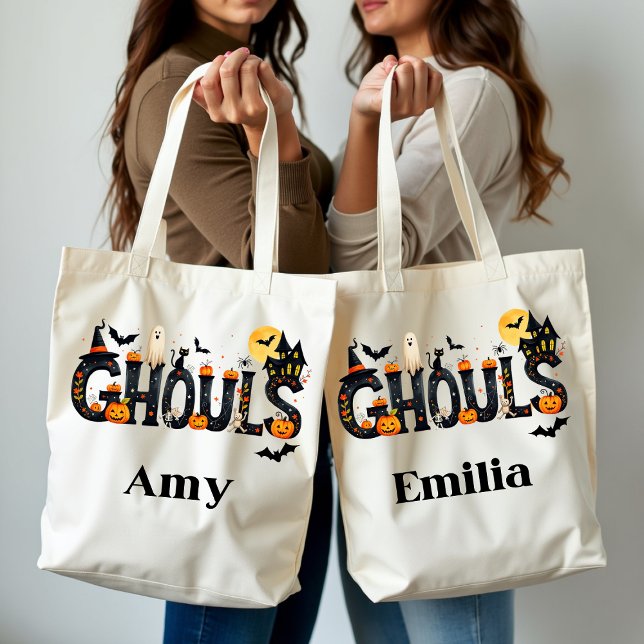 Bolso De Tela Spookly "Ghouls" Halloween Custom Name (Subido por el creador)