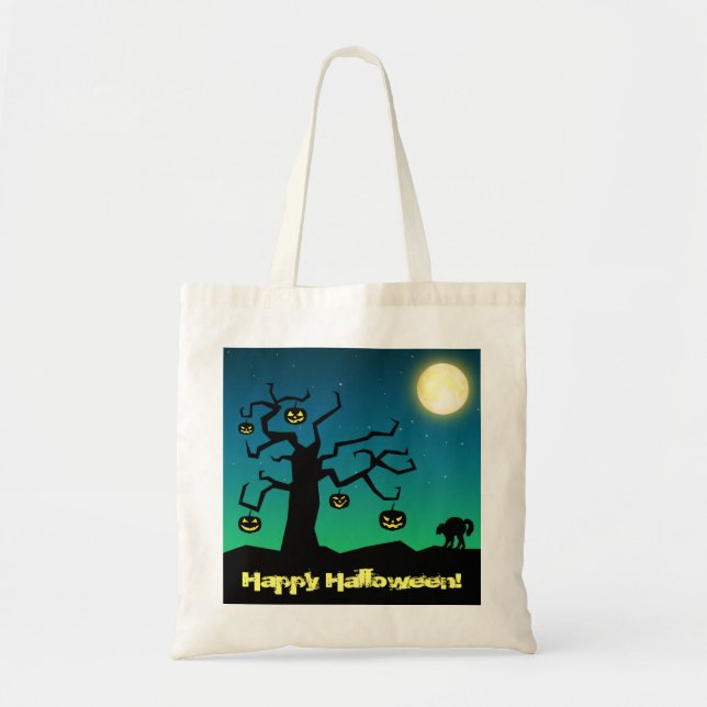 Bolso De Tela Spookone Halloween Pumpkin Tree - Bag (Frente)