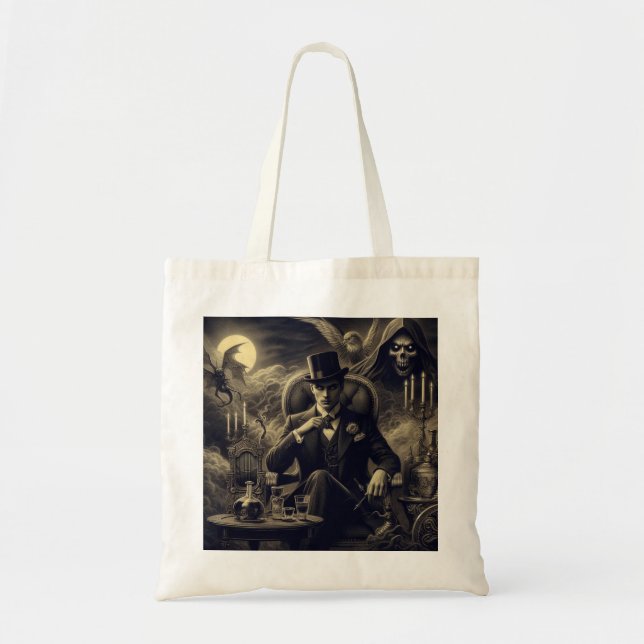 Bolso De Tela Spooky Halloween Steampunk Man in Fog Tote Bag (Frente)
