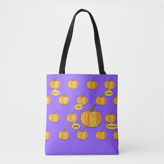 Bolso De Tela Spooky Happy Halloween Pumpkin Patch Tote (Anverso)