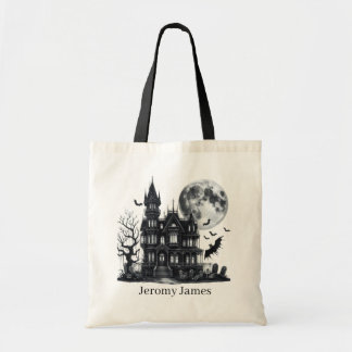Bolso De Tela Spooky Haunted House agrega truco de nombres