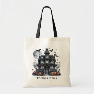 Bolso De Tela Spooky Haunted House agrega truco de nombres
