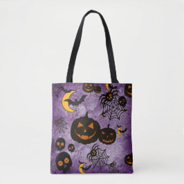 BOLSO DE TELA SPOOKY PURPLE HALLOWEB PUMPKINS SPIDER WEBS
