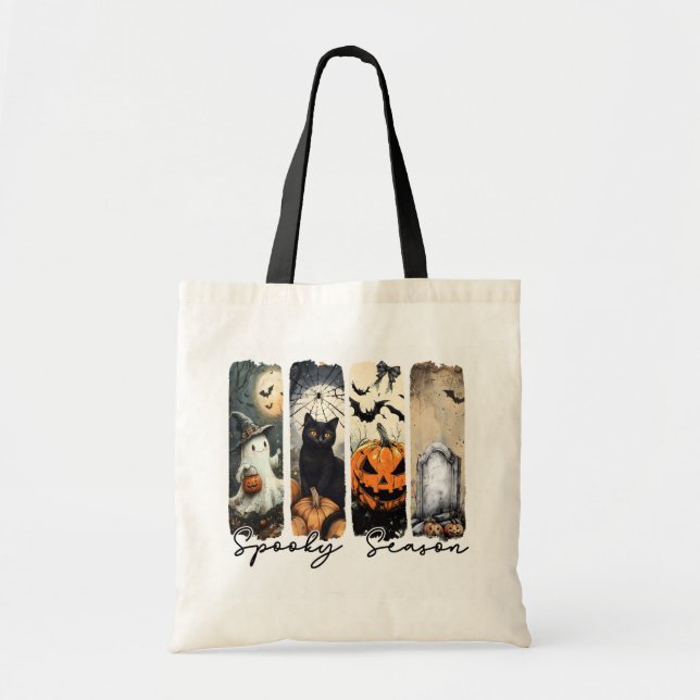 Bolso De Tela Spooky Season Vibes – Haunted Panels of Halloween  (Frente)