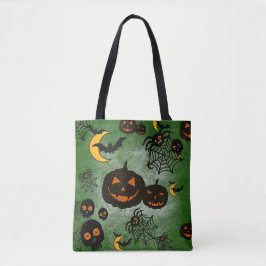 BOLSO DE TELA SPOOKY VERDE HALLOWEEN PUMPKINS MOONS BATES
