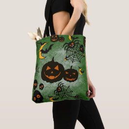 BOLSO DE TELA SPOOKY VERDE HALLOWEEN PUMPKINS MOONS BATES