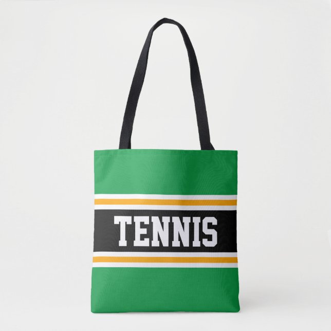 Bolso De Tela Sporty Green Black Yellow TENNIS Carreras (Anverso)
