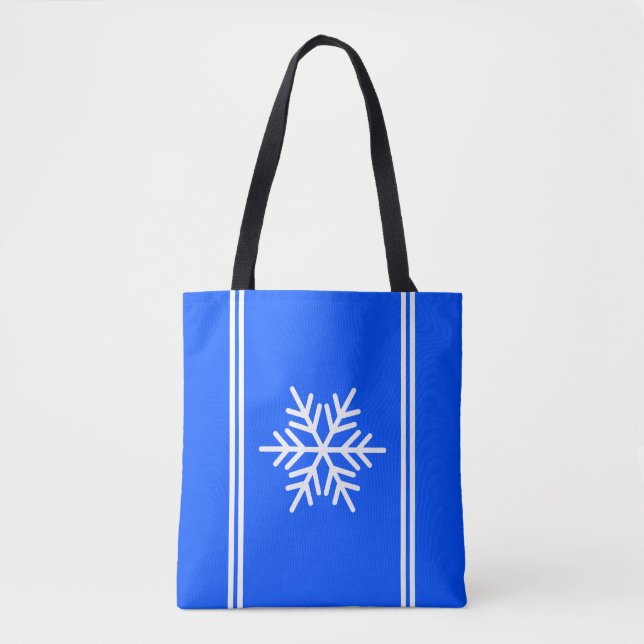 Bolso De Tela Sporty Royal Blue White Carreras Strips Snowflake (Anverso)