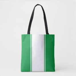 Bolso De Tela Sporty Sea Green White Rayas de Carreras Vertical