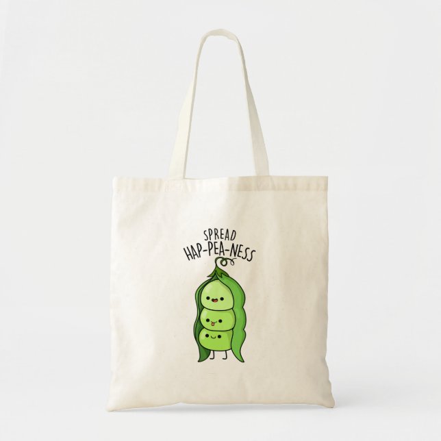 Bolso De Tela Spread Hap-pea-ness Funny Peas Pun (Frente)