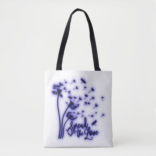 Bolso De Tela Spread The Love Dandelions and Dragonflies (Anverso)