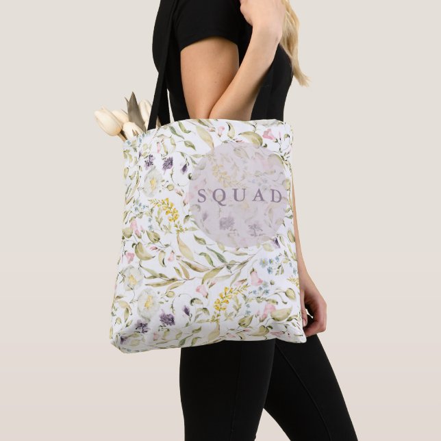 Bolso De Tela Spring Boho Wildflower Pampas Bridal Shower Squad (Detalle)