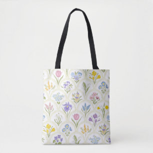 Bolso De Tela Spring Garden variety flowers in rainbow medallion
