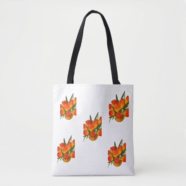 Bolso De Tela Spring Harmony – Orange & Yellow Tulips (Anverso)