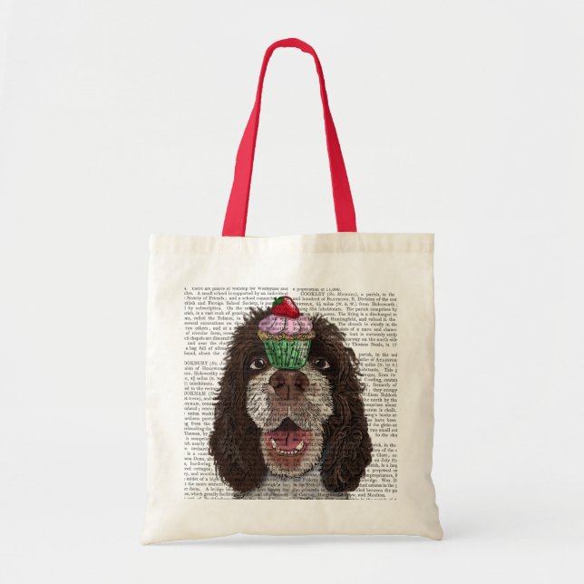 Bolso De Tela Springer Spaniel con Cupcake (Frente)