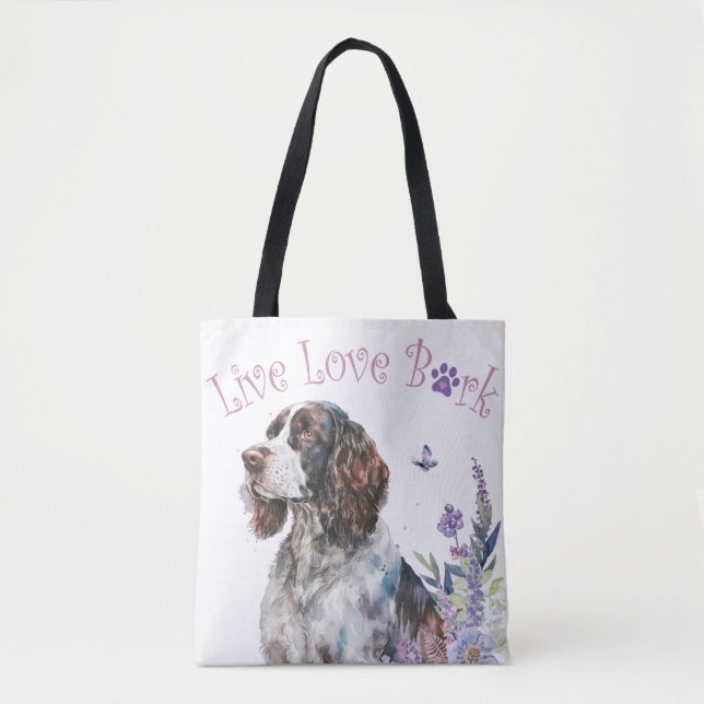 Bolso De Tela Springer Spaniel Dog Mom Floral (Anverso)