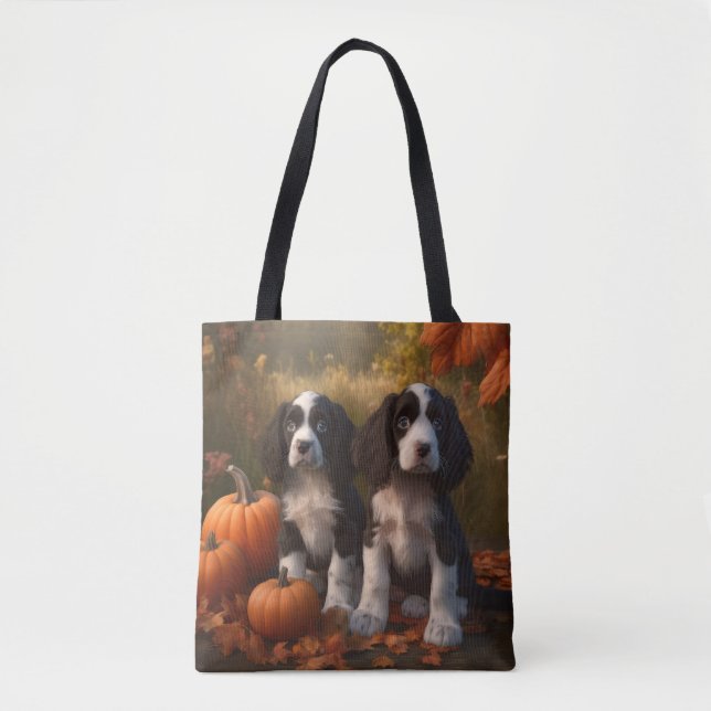 Bolso De Tela Springer Spaniel Puppy Autumn Delight Pumpkin (Anverso)