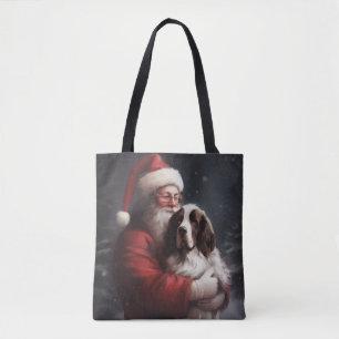 Bolso De Tela Springer Spaniel Santa Claus Navideño Festivo de N
