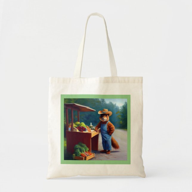 Bolso De Tela Squirrel Farmer Roadside Stand (Frente)