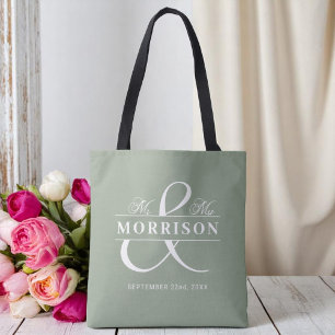 Bolso De Tela Sr. Monogram Sage Green Boda