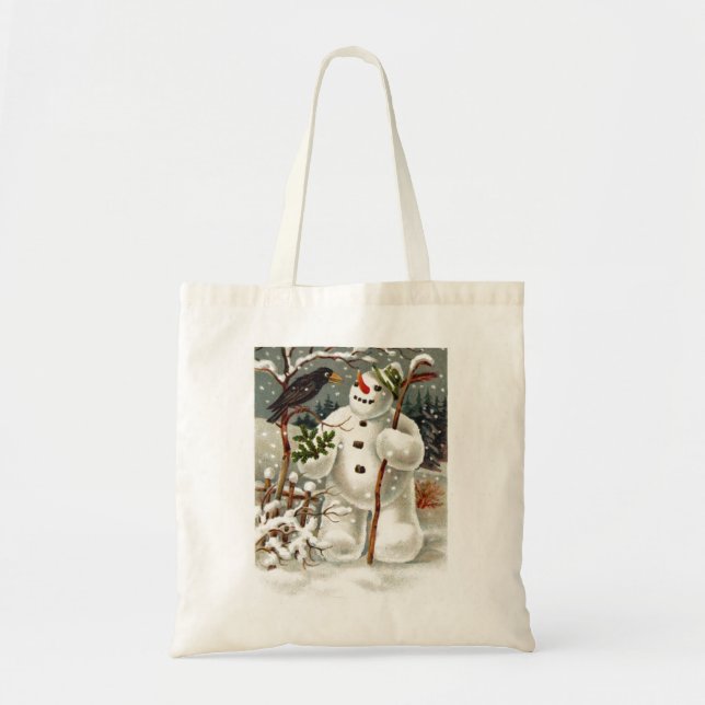 Bolso De Tela Sr. Snowman y Sr. Crow (Frente)