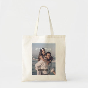 Bolso De Tela Sr & Sra agregar apellido foto fecha boda familia