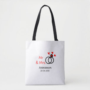 Bolso De Tela Sr y Sra agregan nombre de familia fecha año favor