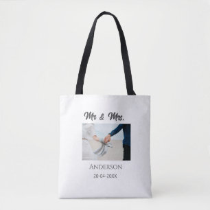Bolso De Tela Sr y Sra agregan nombre de familia fecha año favor
