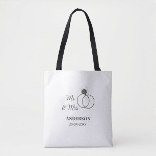 Bolso De Tela Sr y Sra agregan nombre de familia fecha año favor