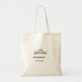 Bolso De Tela Sr y Sra añaden nombre de familia fecha año favor 