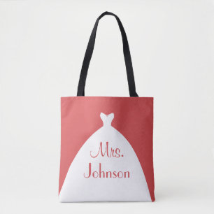 Bolso De Tela Sra. Boda Gown Rojo y Blanco