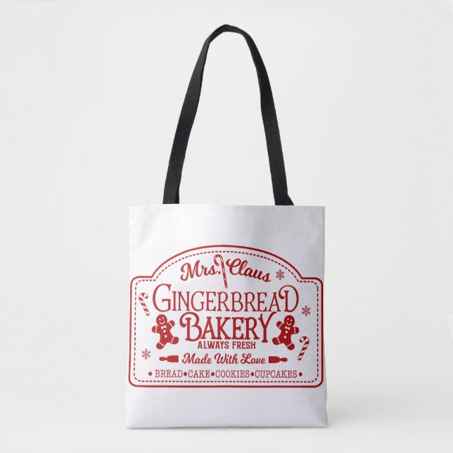 Bolso De Tela Sra. Claus Gingerbread Bakery (Anverso)