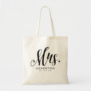 Bolso De Tela Sra. script, novia recién casada personalizada