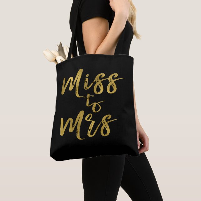 Bolso De Tela Srta. Bridal Shower Fiesta Relieve metalizado dora (Detalle)