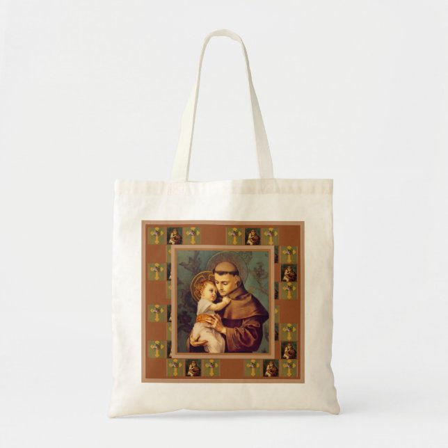 Bolso De Tela St Anthony de Padua con el bebé Jesús (Frente)