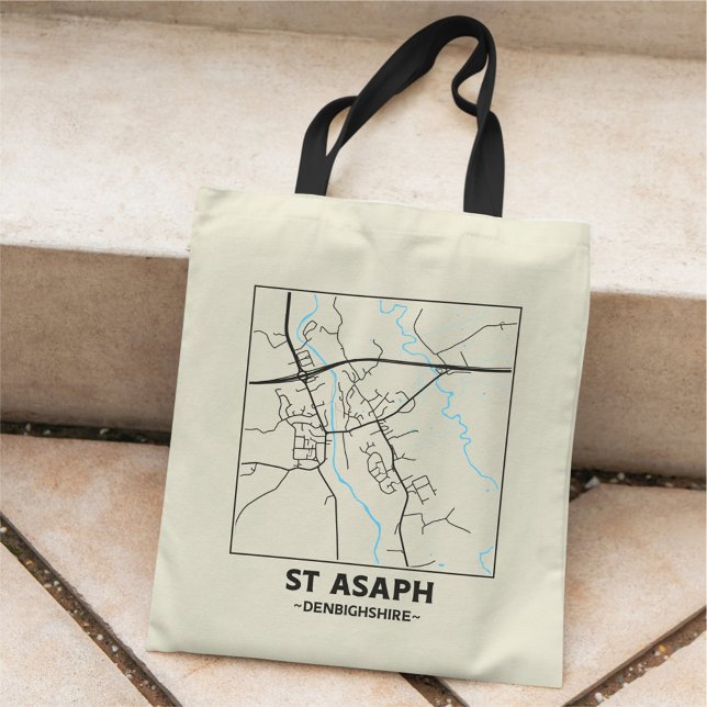 Bolso De Tela St Asaph, Denbighshire City Map Tote Bag (Subido por el creador)