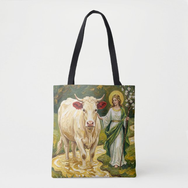 Bolso De Tela St. Brigid & The White Cow (Imbolc) (Anverso)