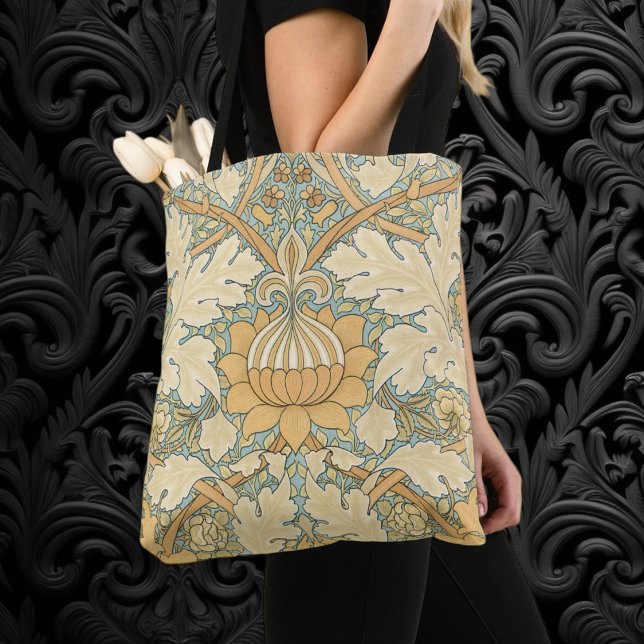 Bolso De Tela St. James por William Morris, Hojas de Acanto (St. James by William Morris, Vintage Victorian Textile Pattern All-Over-Print Tote Bag)