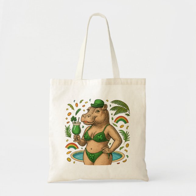 Bolso De Tela St. Patrick’s Tropical Pool Party for Hippo Lovers (Frente)