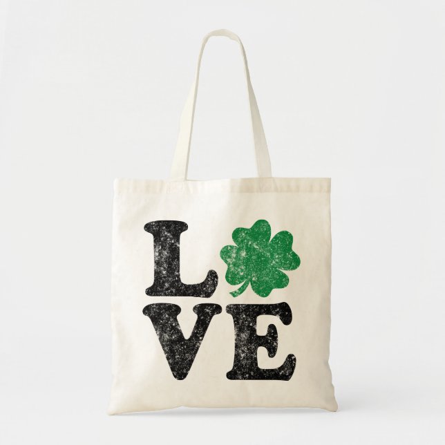 Bolso De Tela St Patrick's Day LOVE Shamrock Irish (Frente)