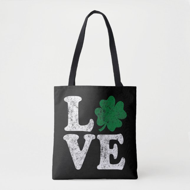 Bolso De Tela St Patrick's Day LOVE Shamrock Irish (Anverso)