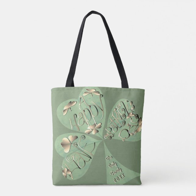 Bolso De Tela St. Patrick's Day Shamrock (Reverso)